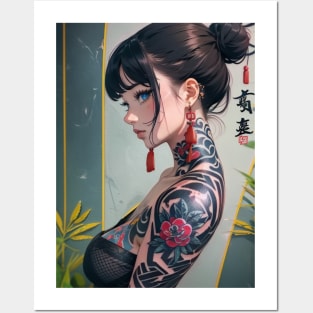 tattoo girl Posters and Art